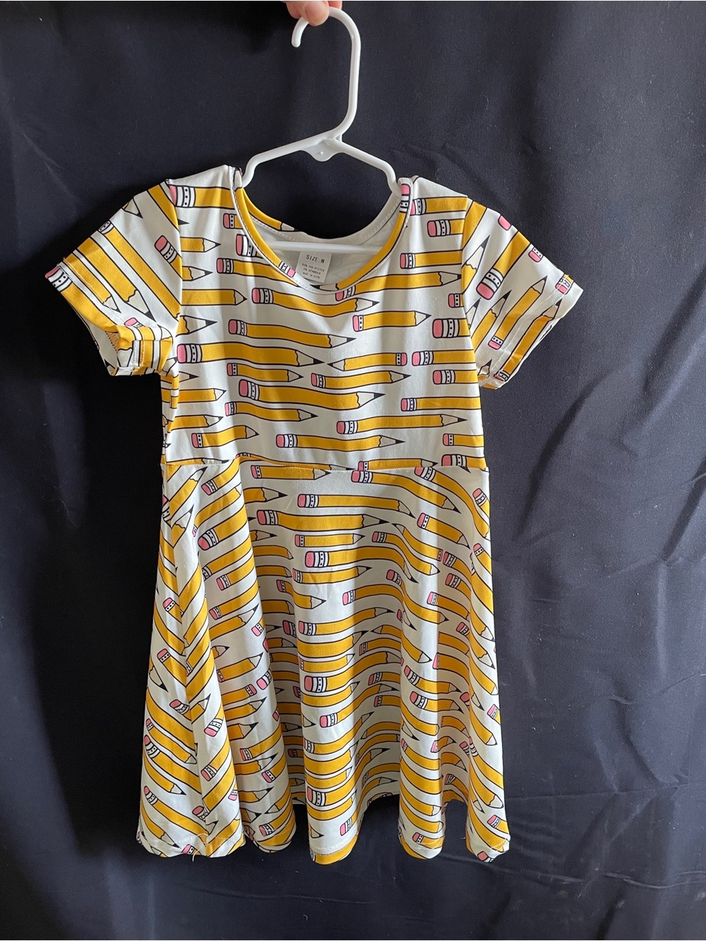 Girls' Yellow Pencil Print Swing Dress